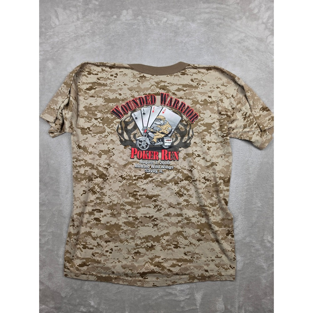 Tee Swing T-Shirt Mens XL Tan Digital Camo Wounded Warrior Poker Run 2010 USA